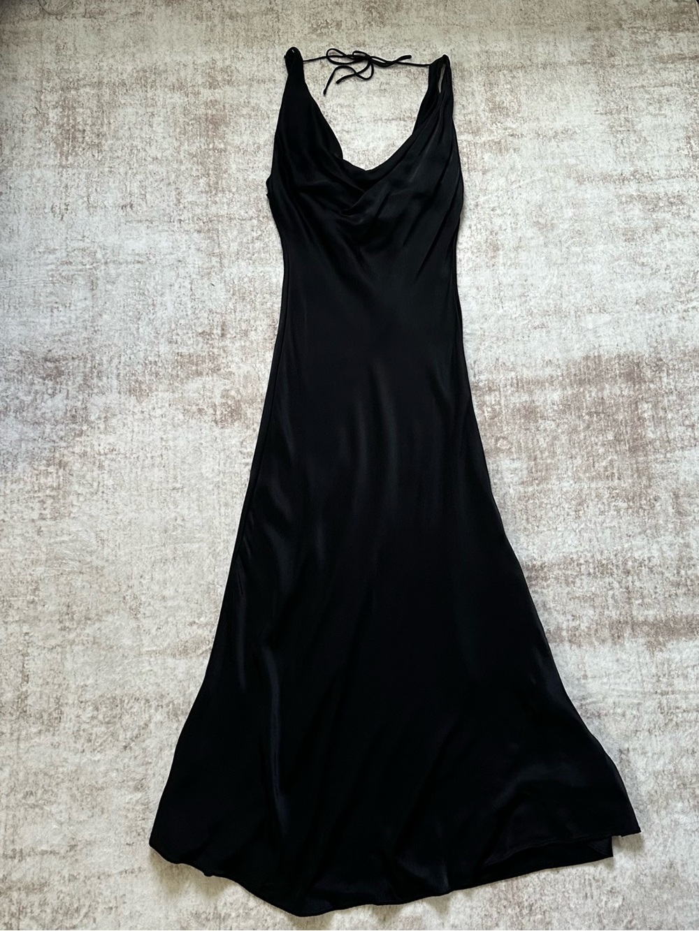 Zara ZW Collection Satin Long Dress in Black - Picture 6 of 8